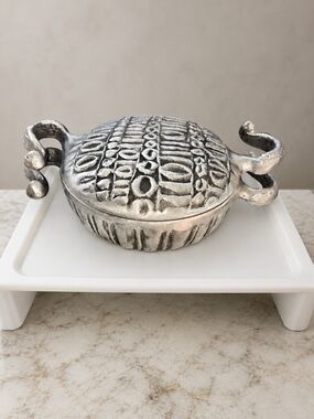 Silver Decorative Serving Bowl with Handles